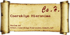 Csereklye Hieronima névjegykártya